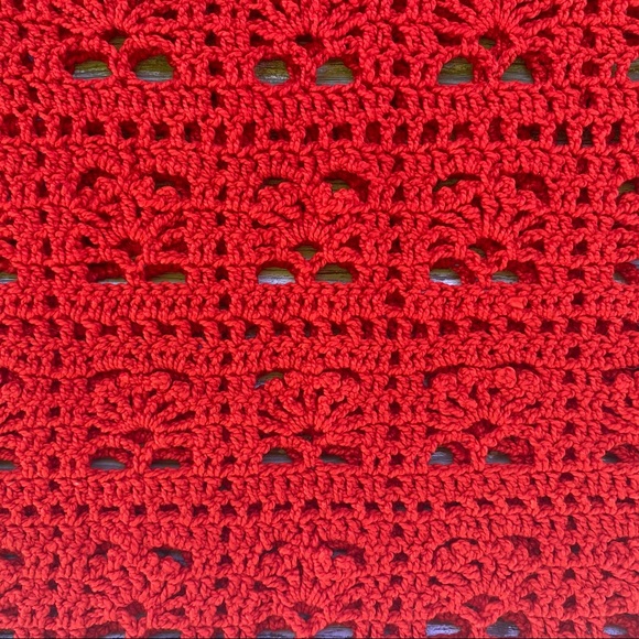 Vintage red crochet top, hollow knit, peek a boo retro shirt, Valentines, XS - Picture 7 of 14